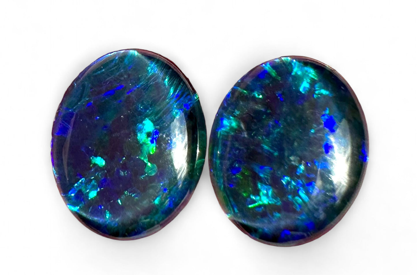 Matching pair Australian gem grade opal triplets 10x8mm