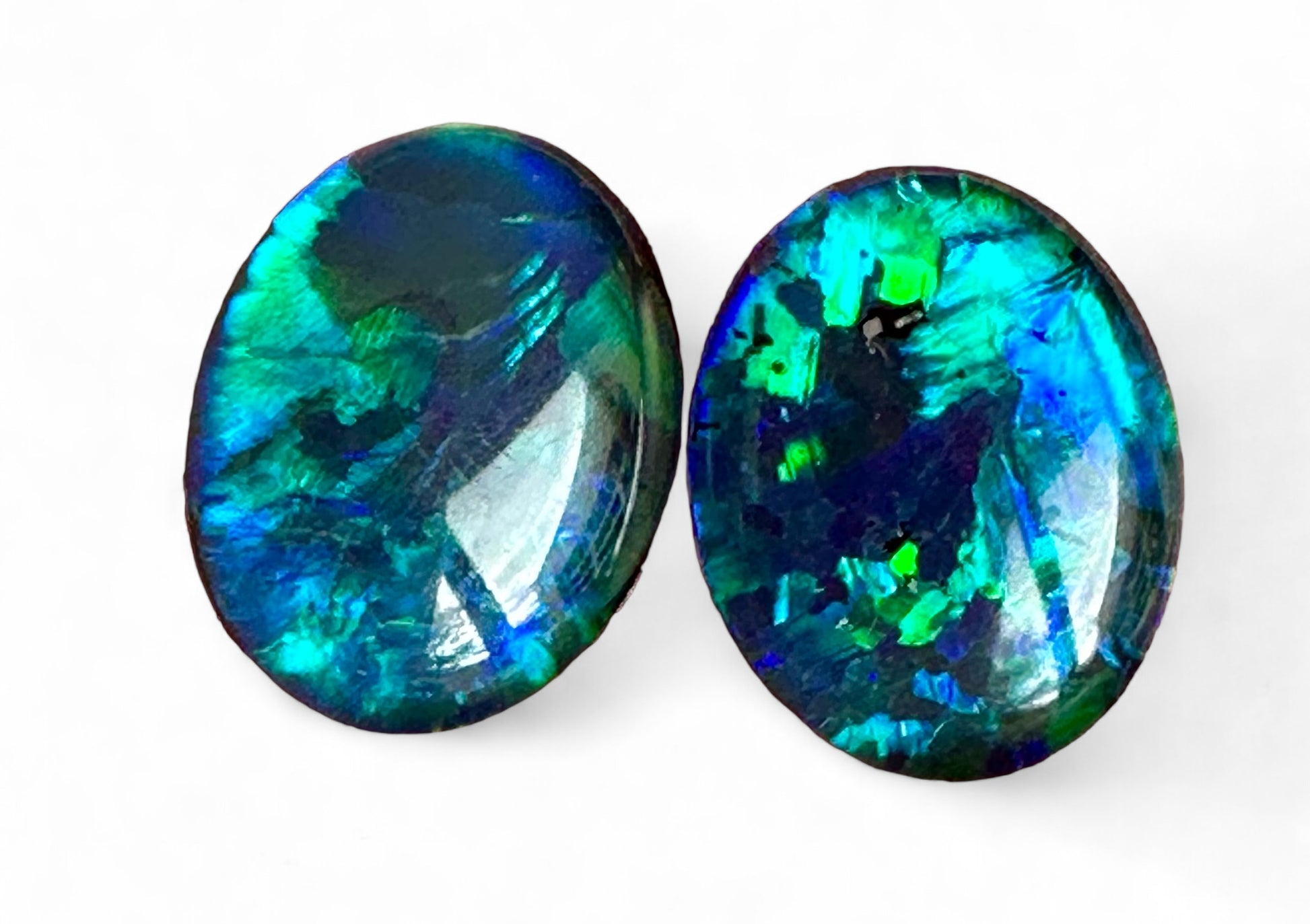 Matching pair Australian gem grade opal triplets 10x8mm