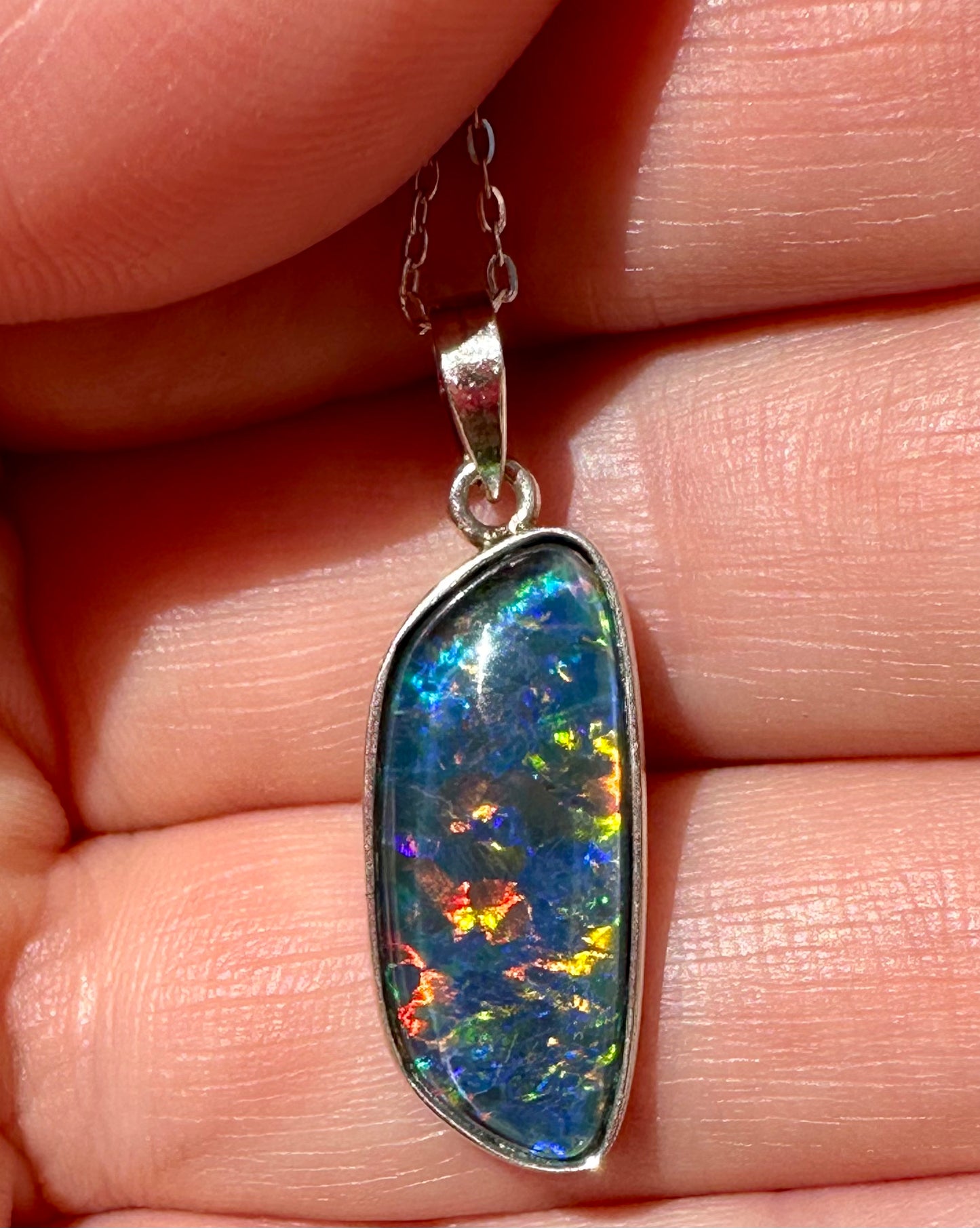 Australian Gem Opal Triplet Sterling Silver Pendant