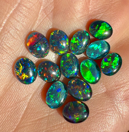 13 Australian Gem opal triplets 8x6mm