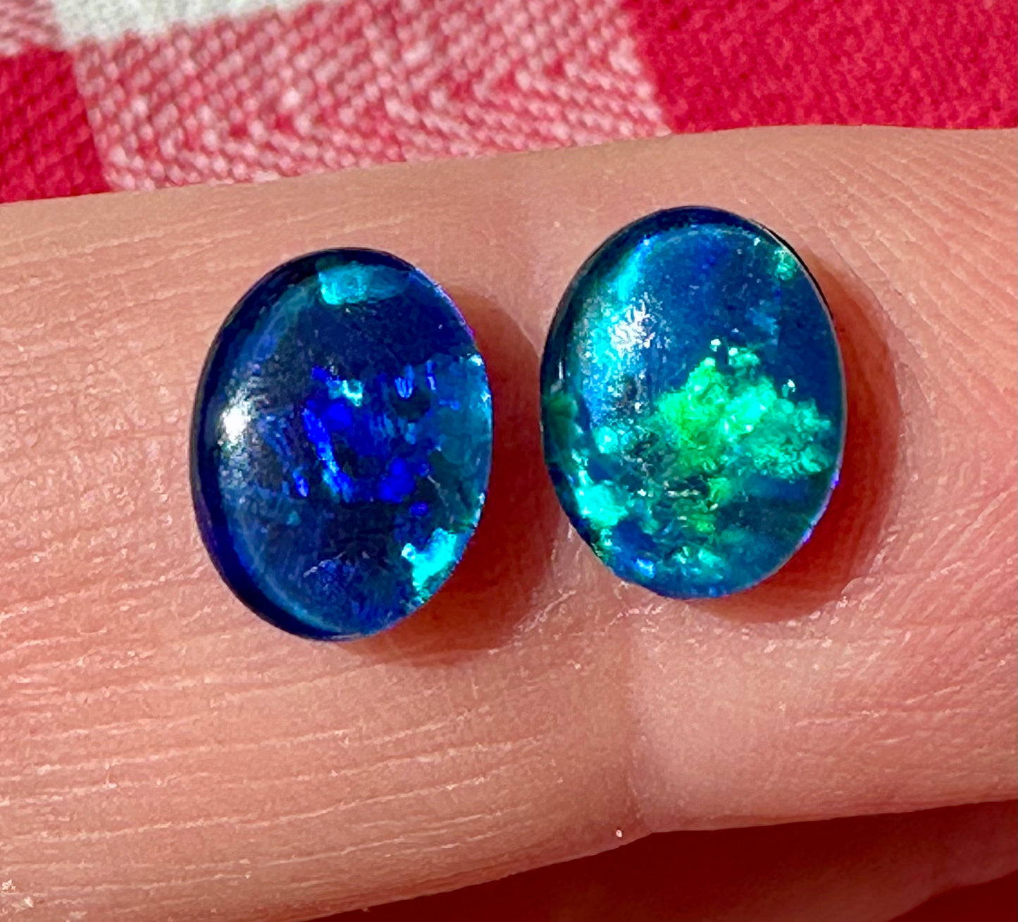 Matching pair Australian opal triplets 9x7mm