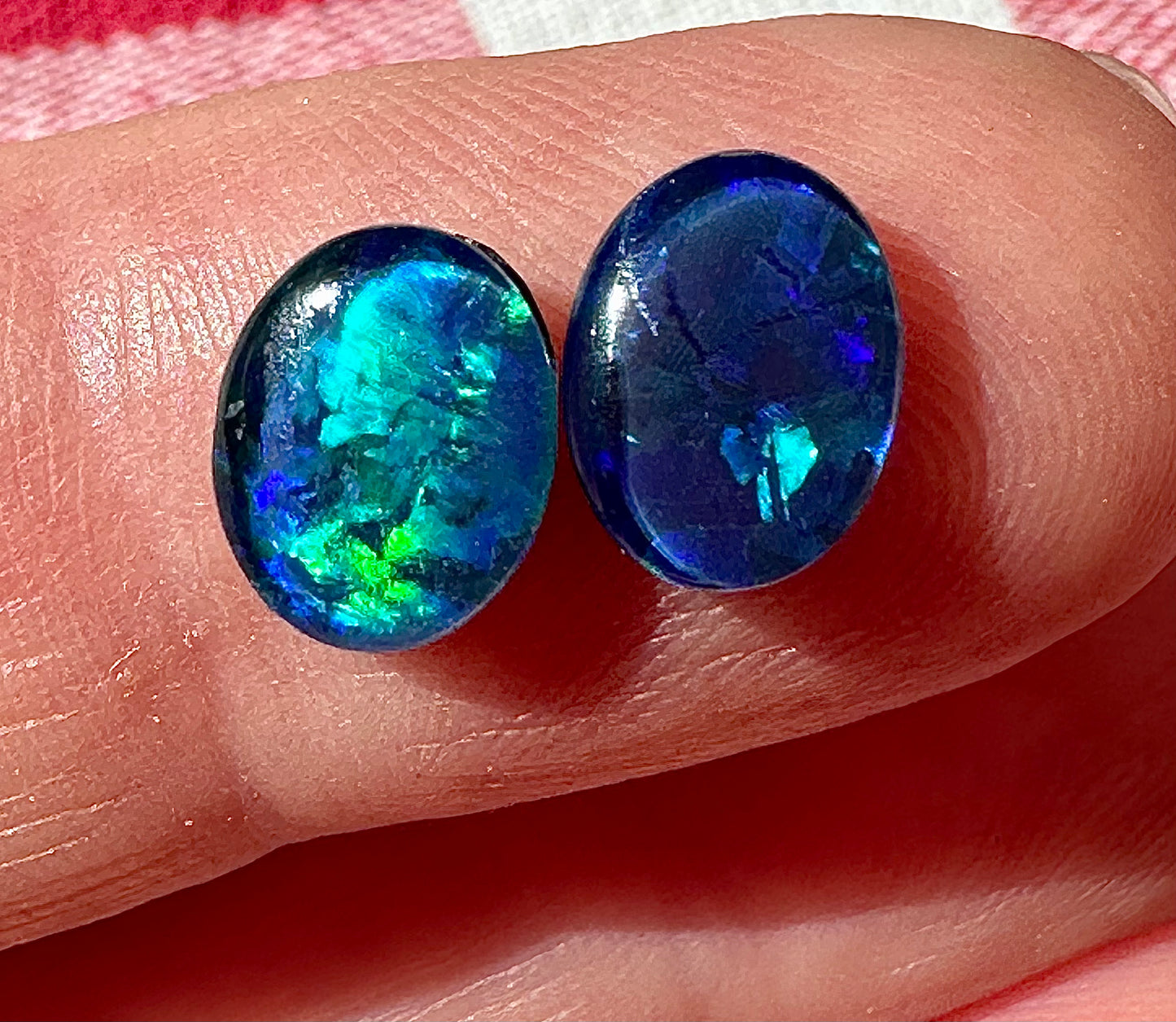 Matching pair Australian opal triplets 9x7mm