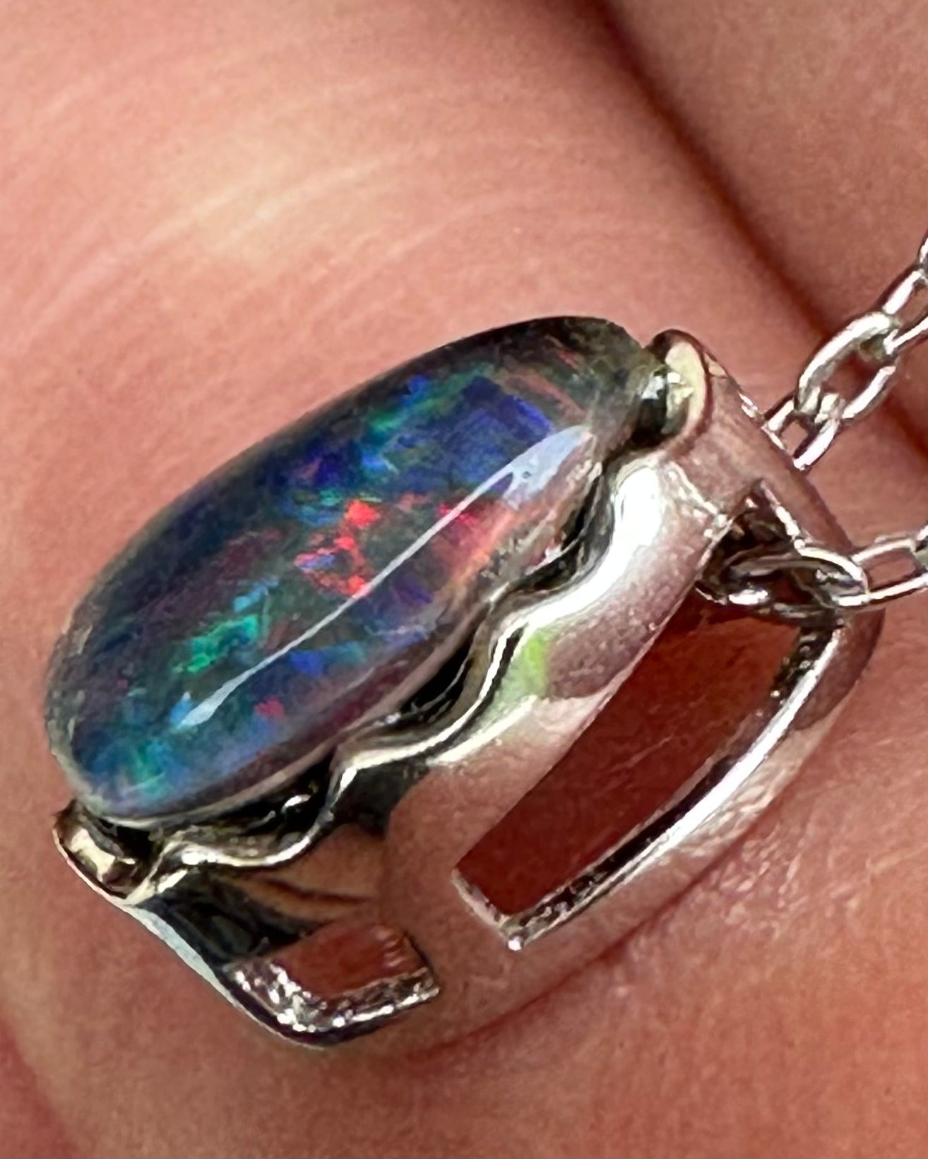 Genuine Australian Opal and Sterling Silver Pendant