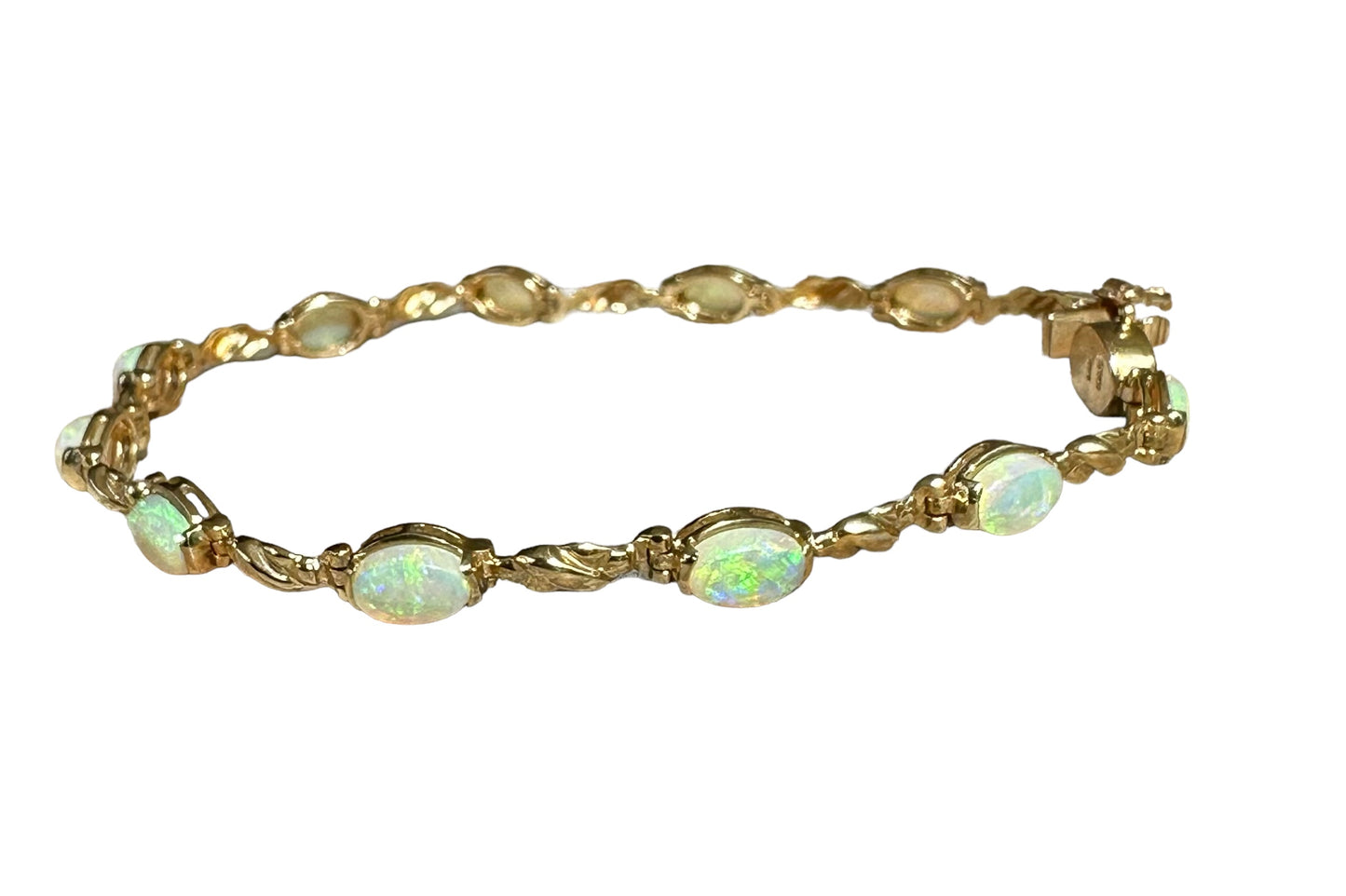 Opal Tennis Bracelet 14k Yellow Gold