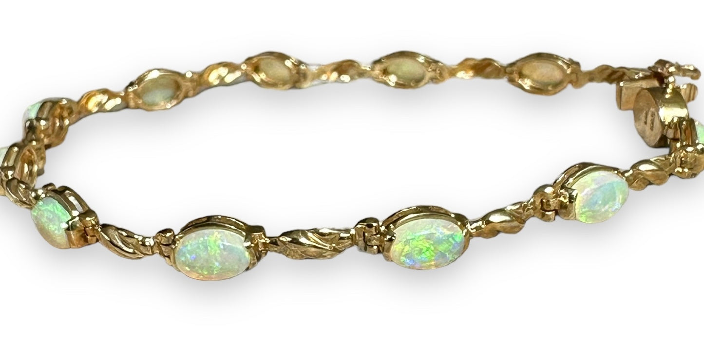 Opal Tennis Bracelet 14k Yellow Gold - Opal Essence Wholesalers 