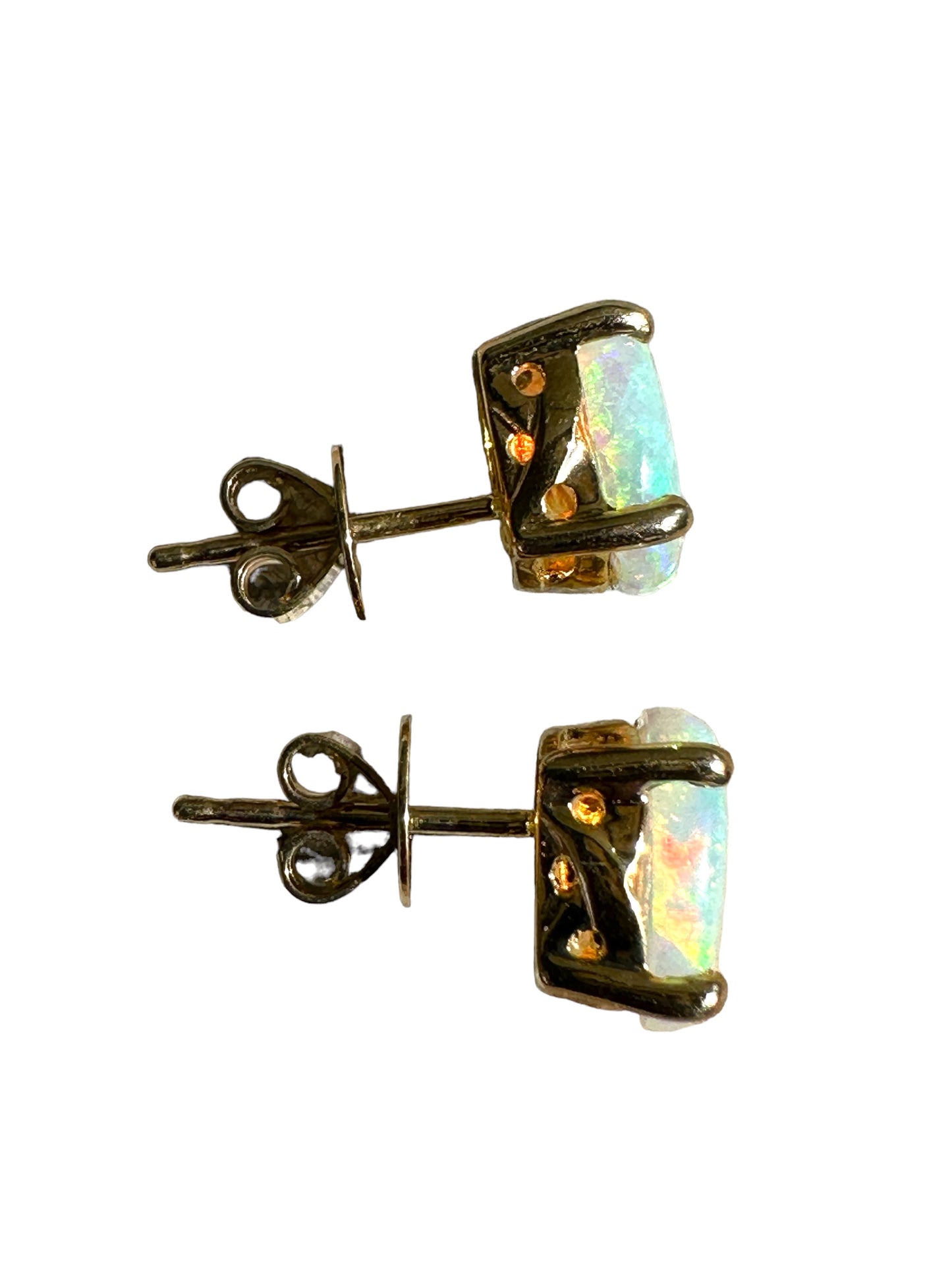 Beautiful Opal Earrings Set In 14k Yellow Gold
