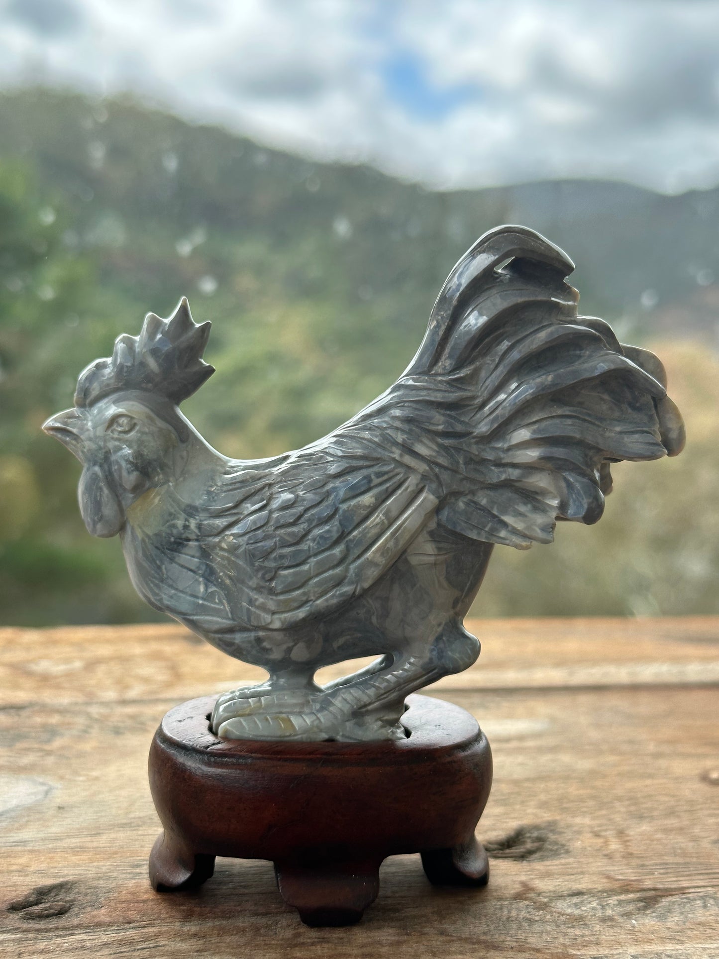 Large Opal potch carving of Rooster.