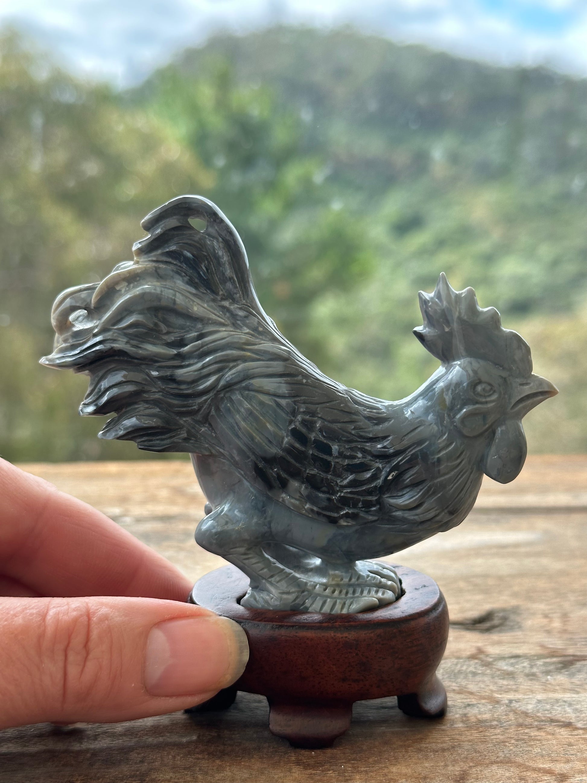 Large Opal potch carving of Rooster.