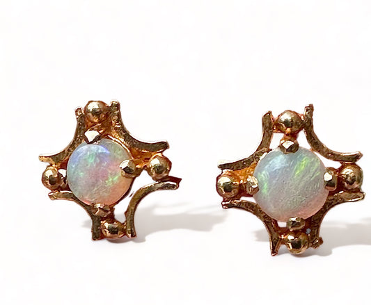 10k yellow gold Australian opal stud earrings