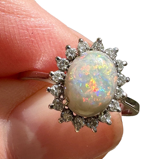 Beautiful vintage opal and diamond engagement ring.