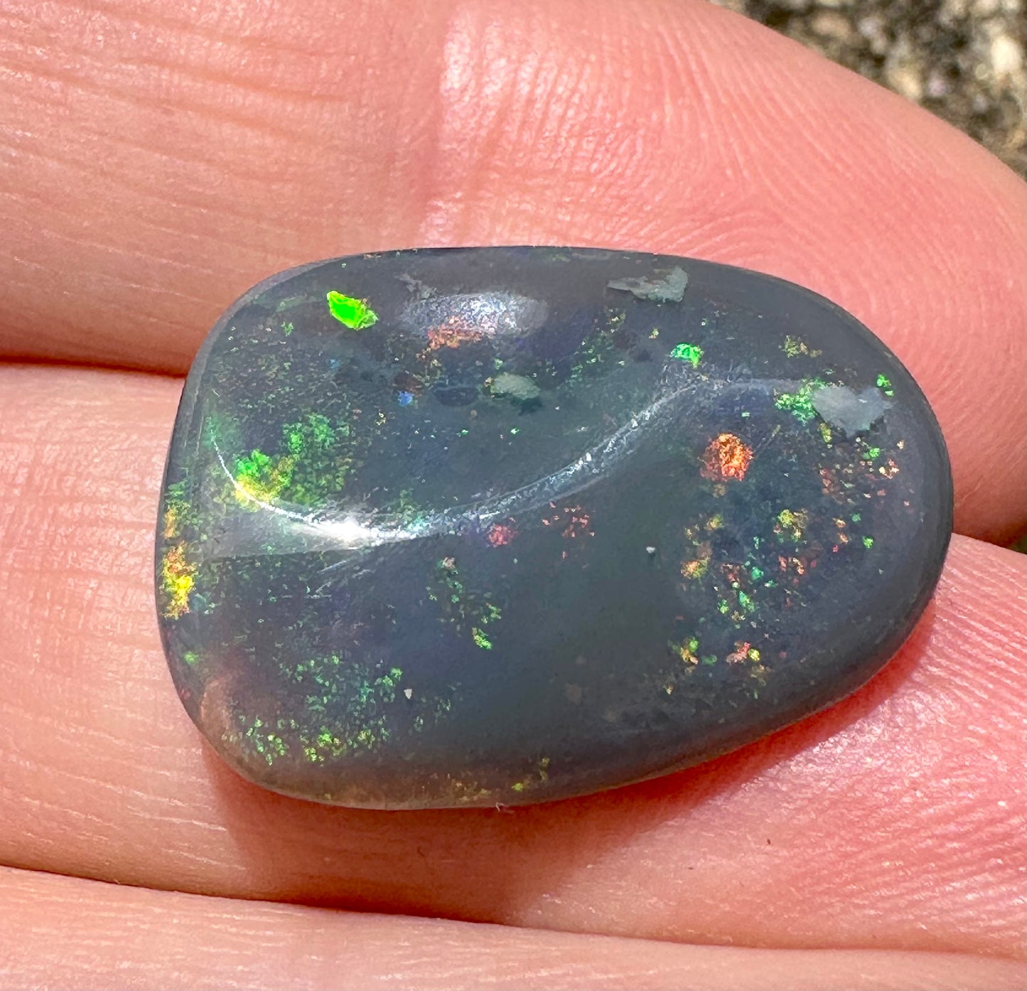 Natural Australian Lightning Ridge Black Solid Opal Cut Stone