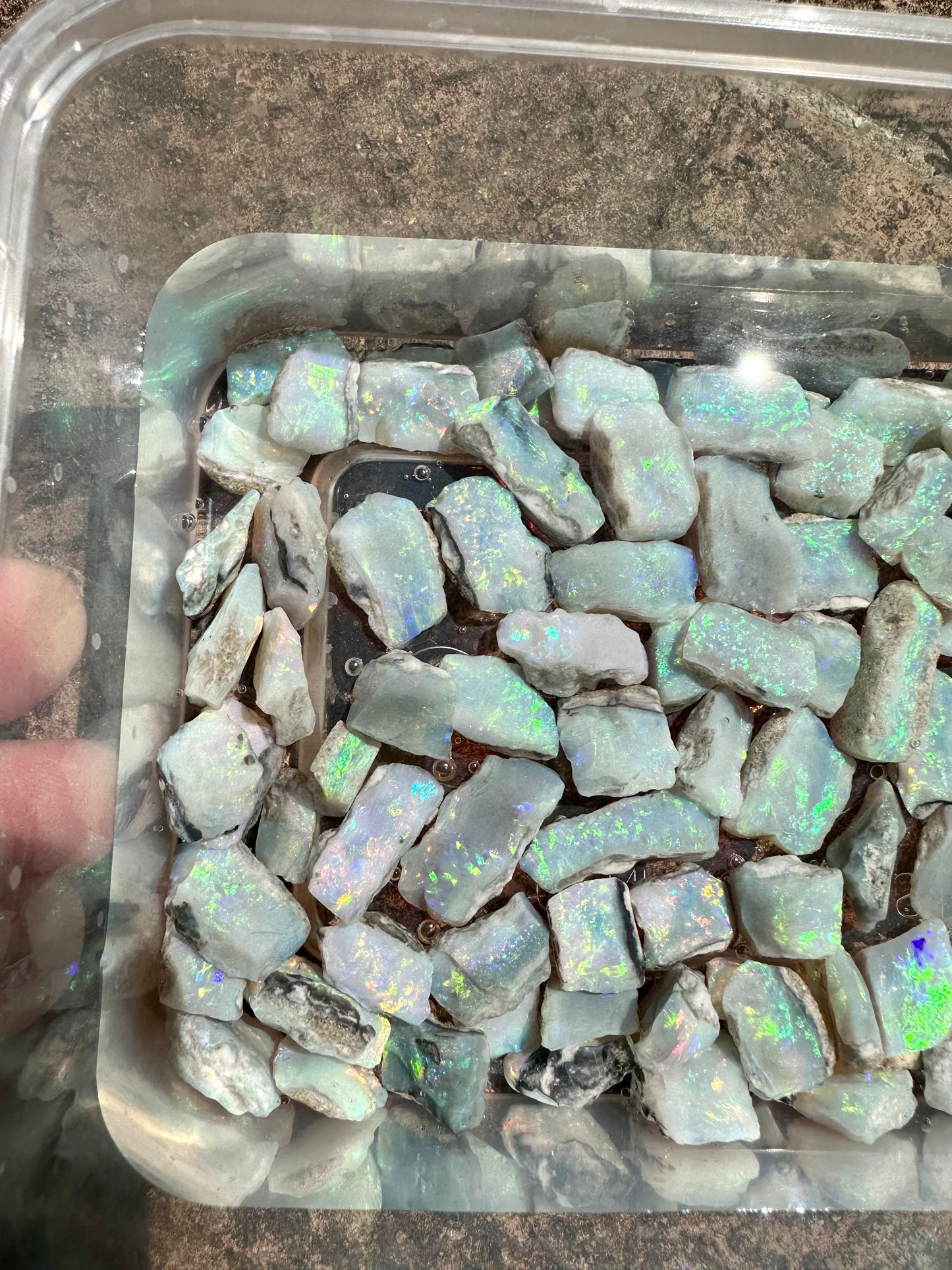Mintabie semi-black rough uncut crystal opal