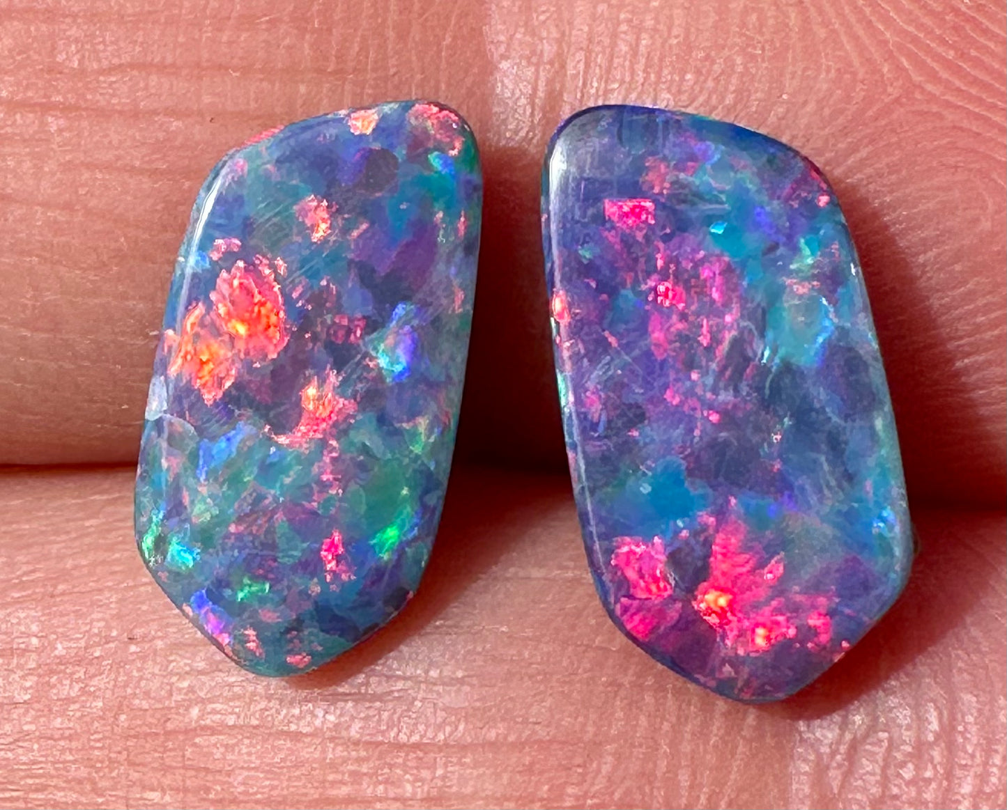 Matching Pair Of Brilliant Opal Doublets