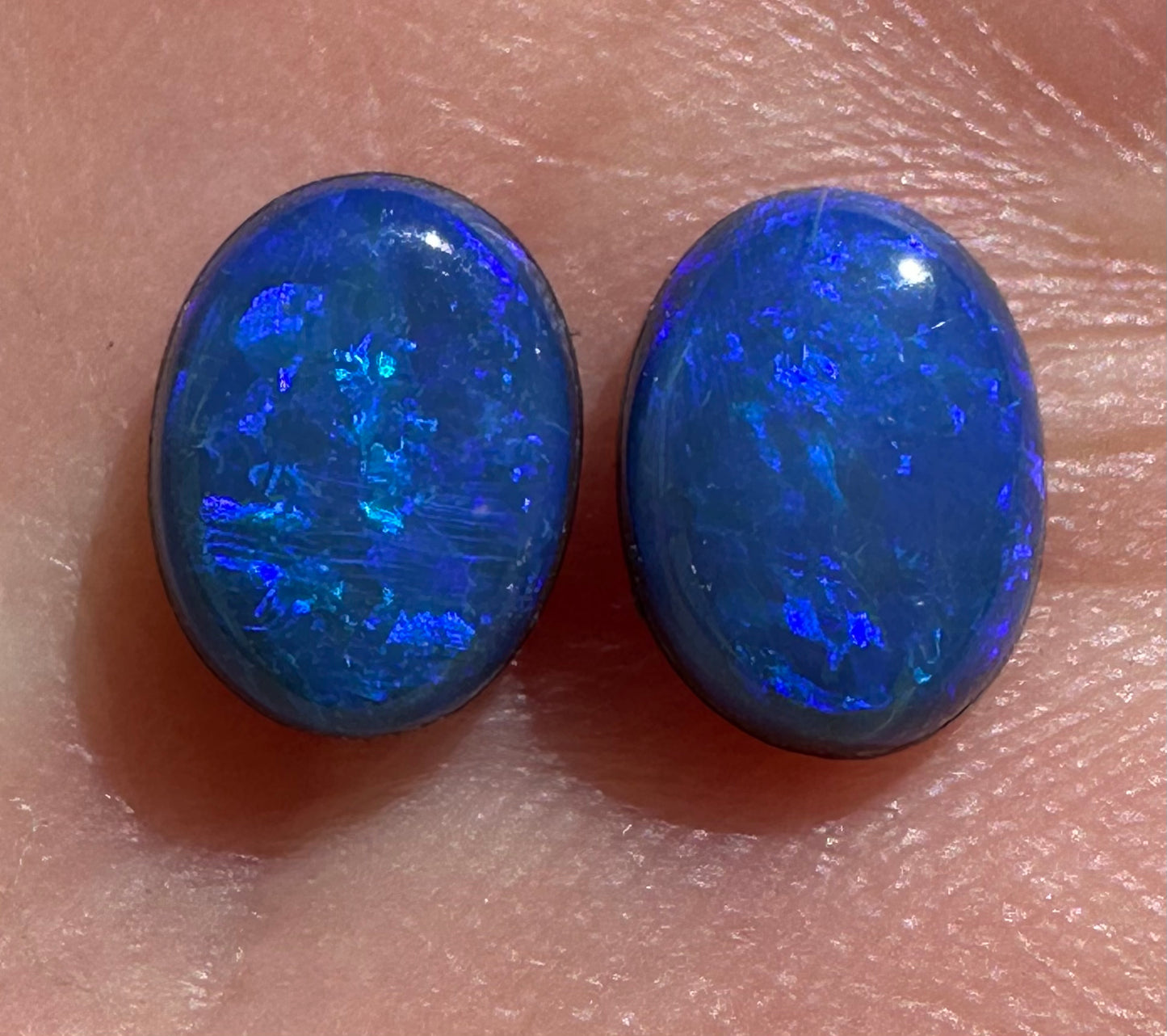 Matching Lightning Ridge Opal Doublet Pair 8x6mm 