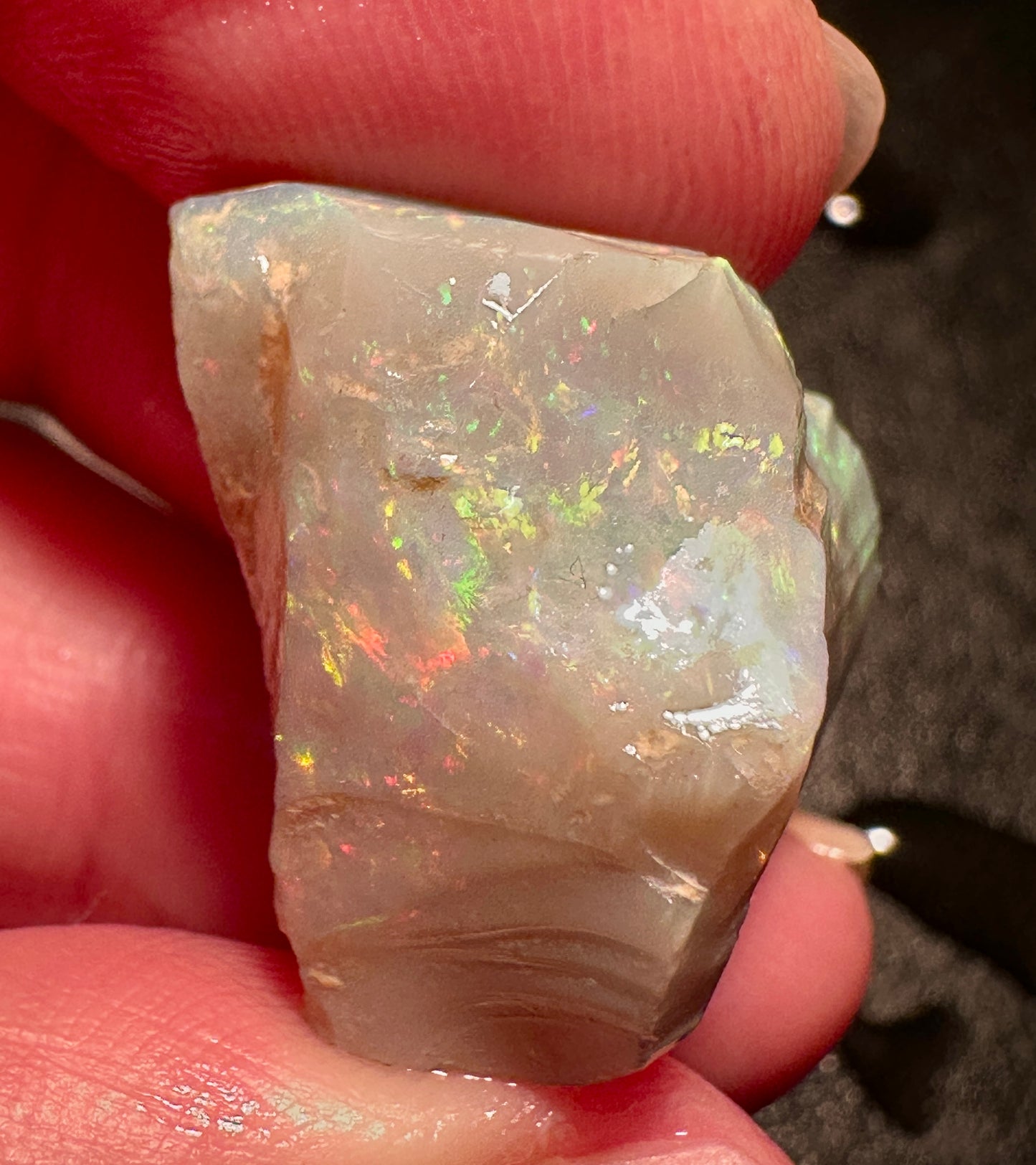 Opal Essence Australian Lambina Rough Grey Base opal multicolored Unset 
