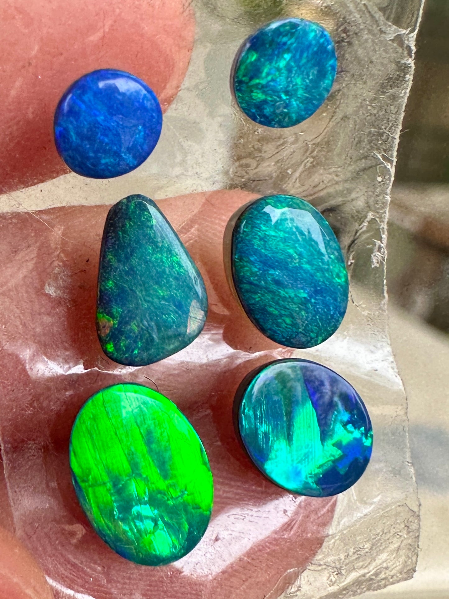 Opal Essence Opal Doublets Blue Green Matching sets 