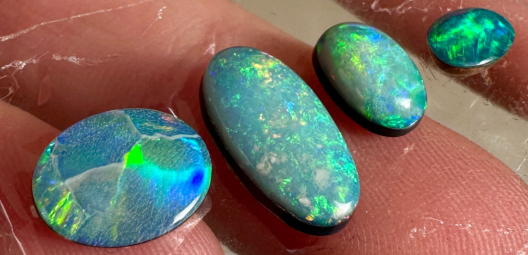 Opal Essence Opal Doublets Blue Green Matching sets 