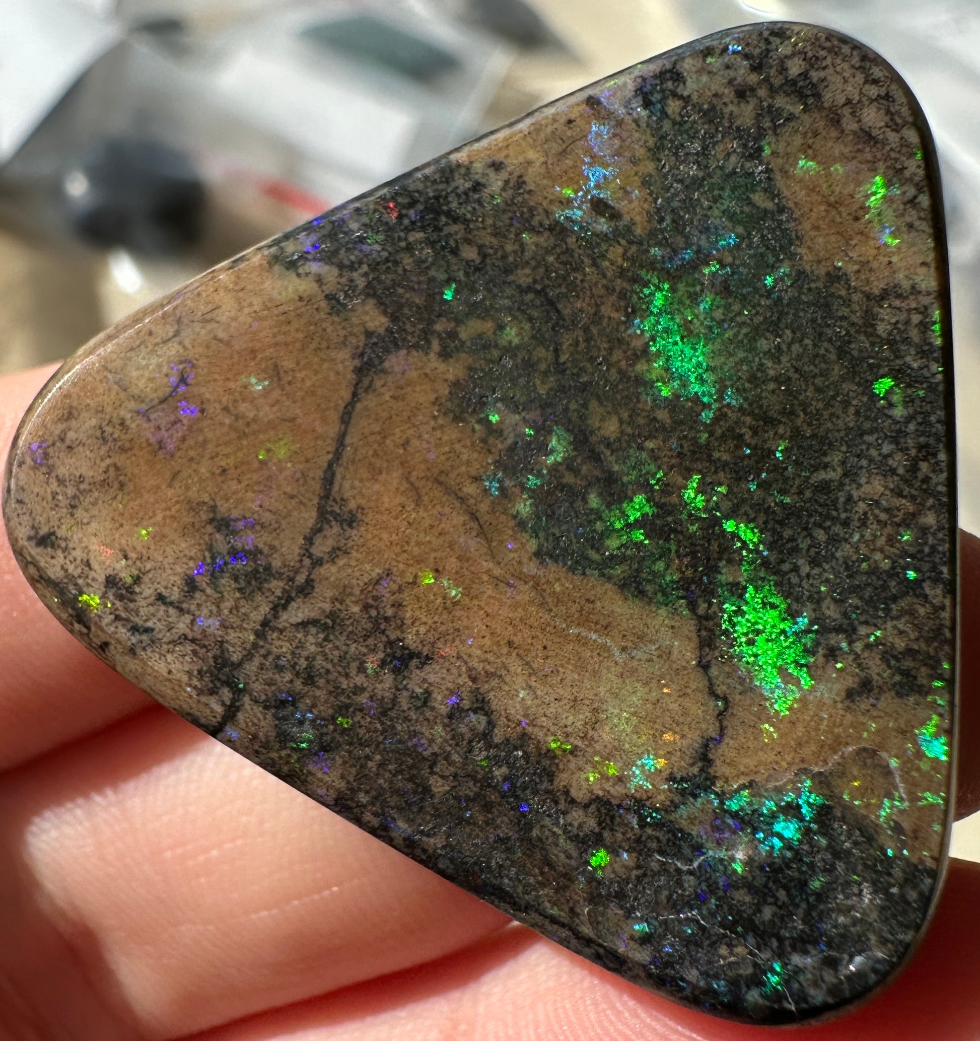 Opal Essence Treated Andamooka Opal Multicolour Pendant stone 