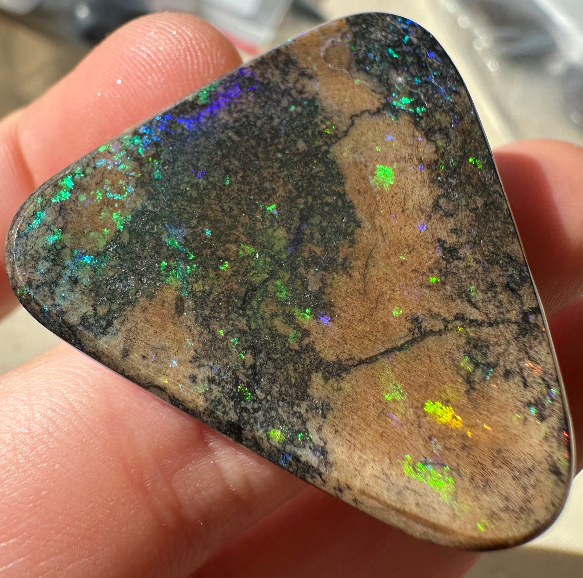 Opal Essence Treated Andamooka Opal Multicolour Pendant stone 