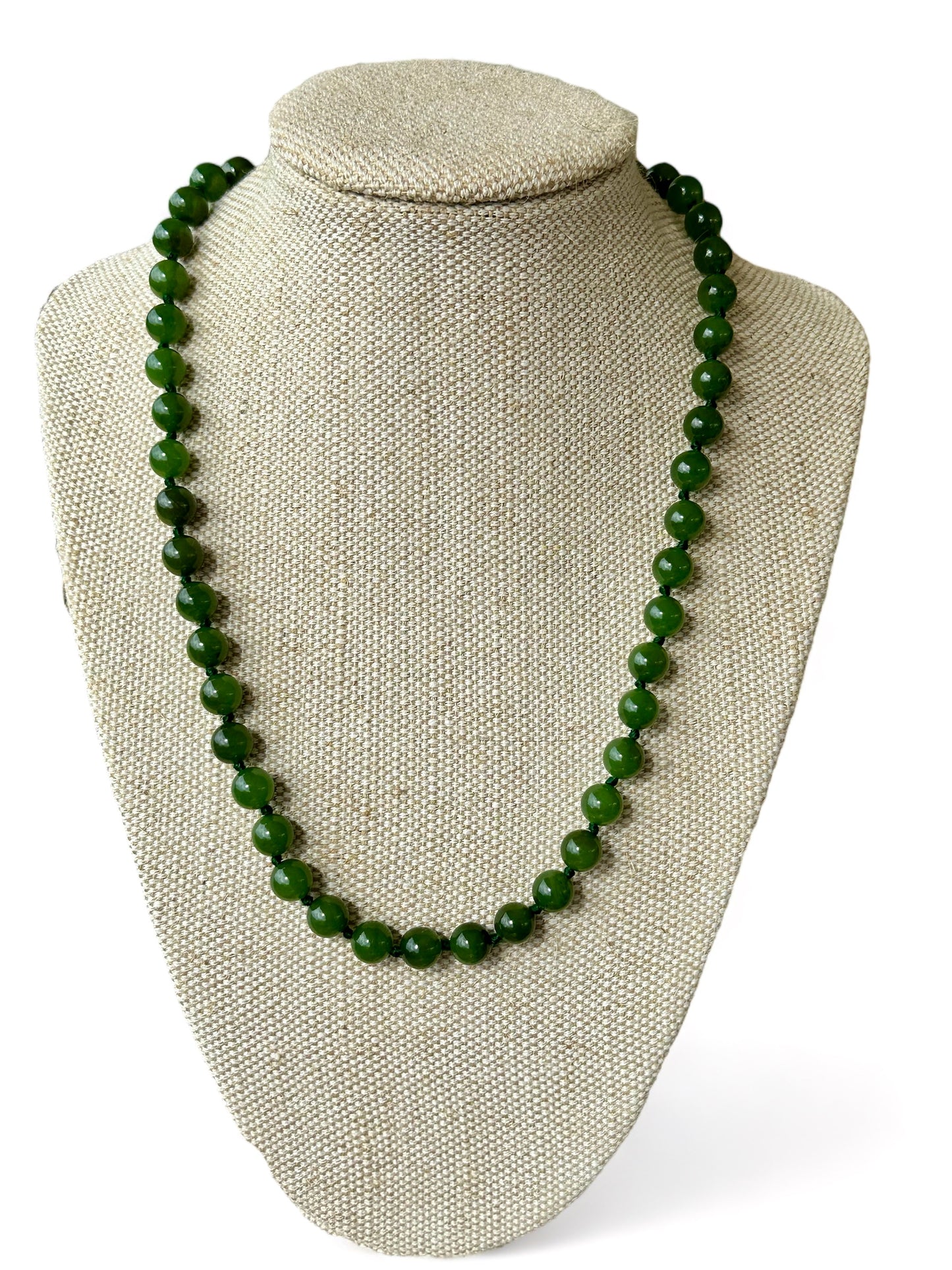 Australian Cowell green jade hand knotted 8mm bead strand