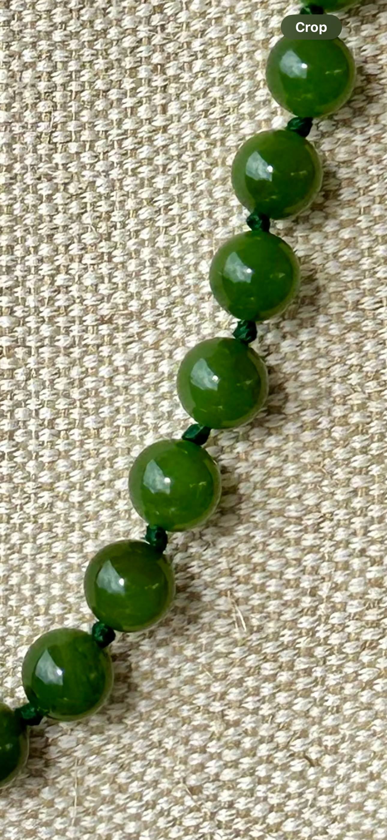 Australian Cowell green jade hand knotted 8mm bead strand