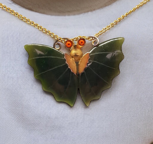 Australian Cowell jade butterfly pendant or brooch