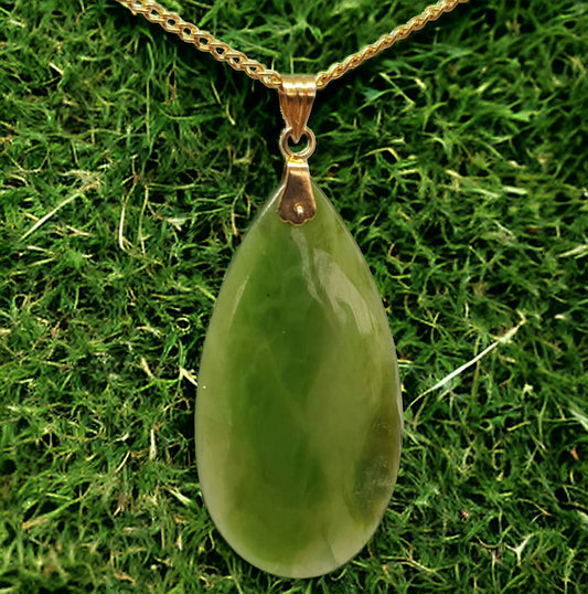 Large Australian Cowell jade teardrop pendant - Opal Essence Wholesalers 