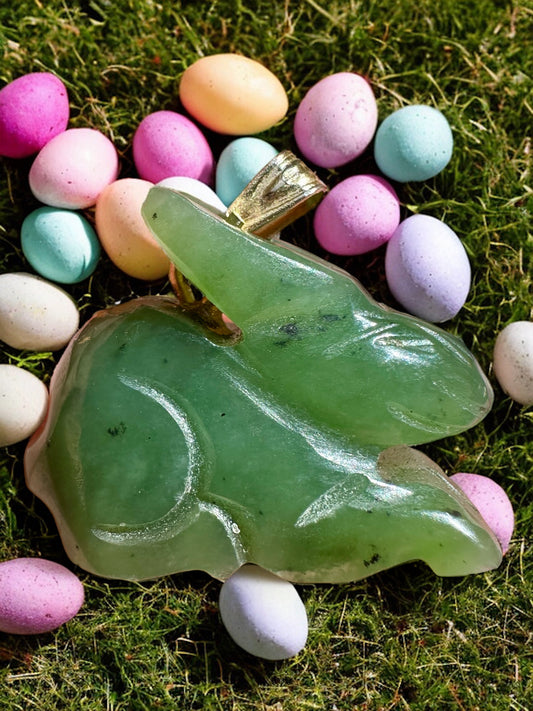 Australian Cowell green jade rabbit blessing charm