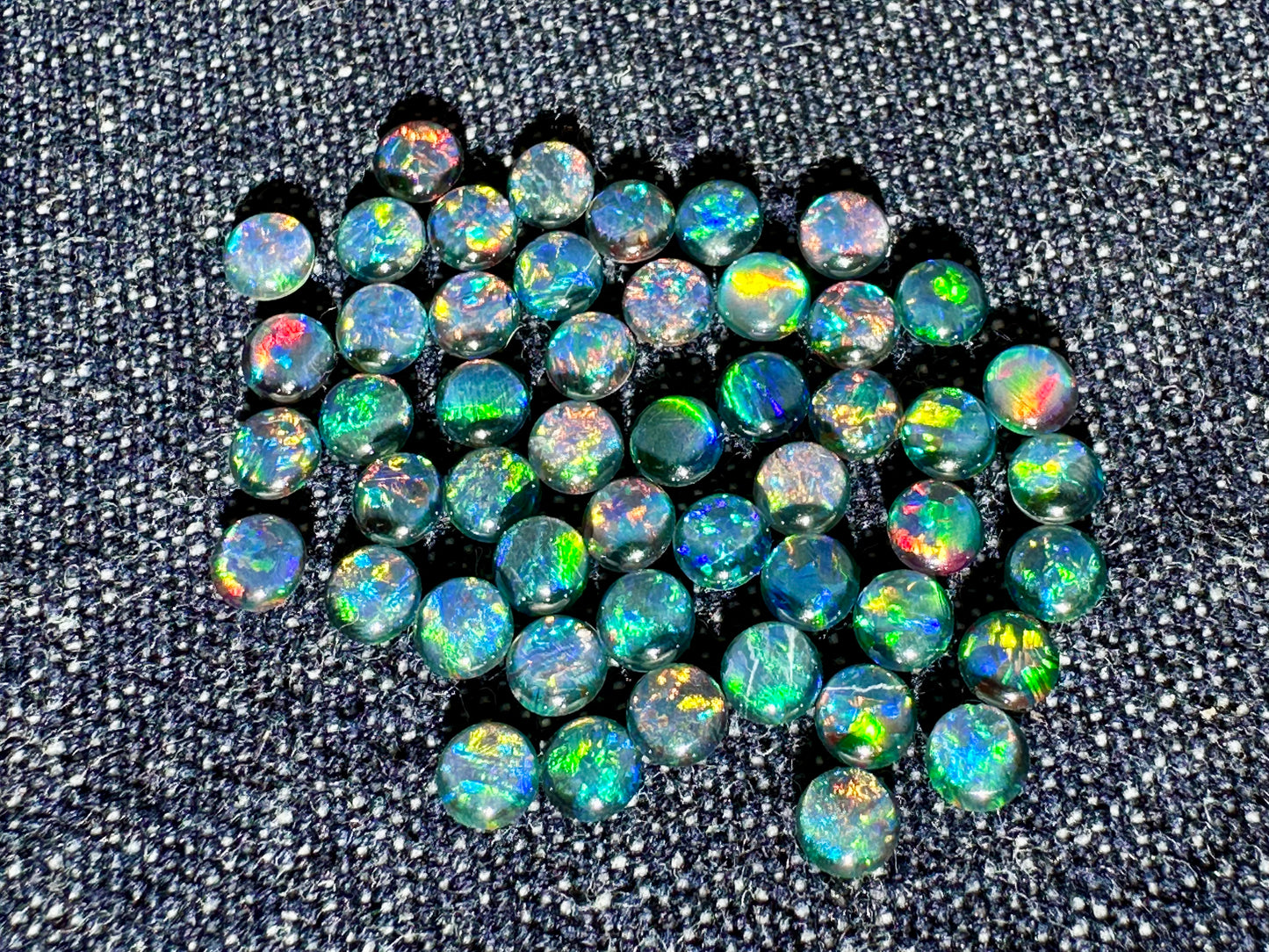 Bright 4mm round Australian opal triplets