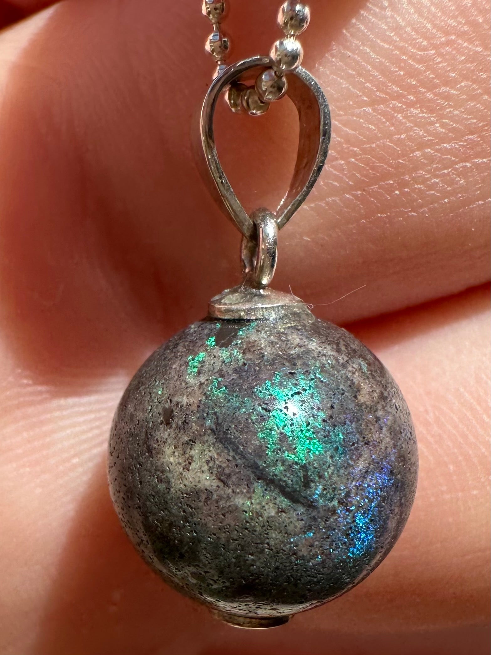 Australian Andamooka matrix blue and purple opal focal bead pendant 11.10ct