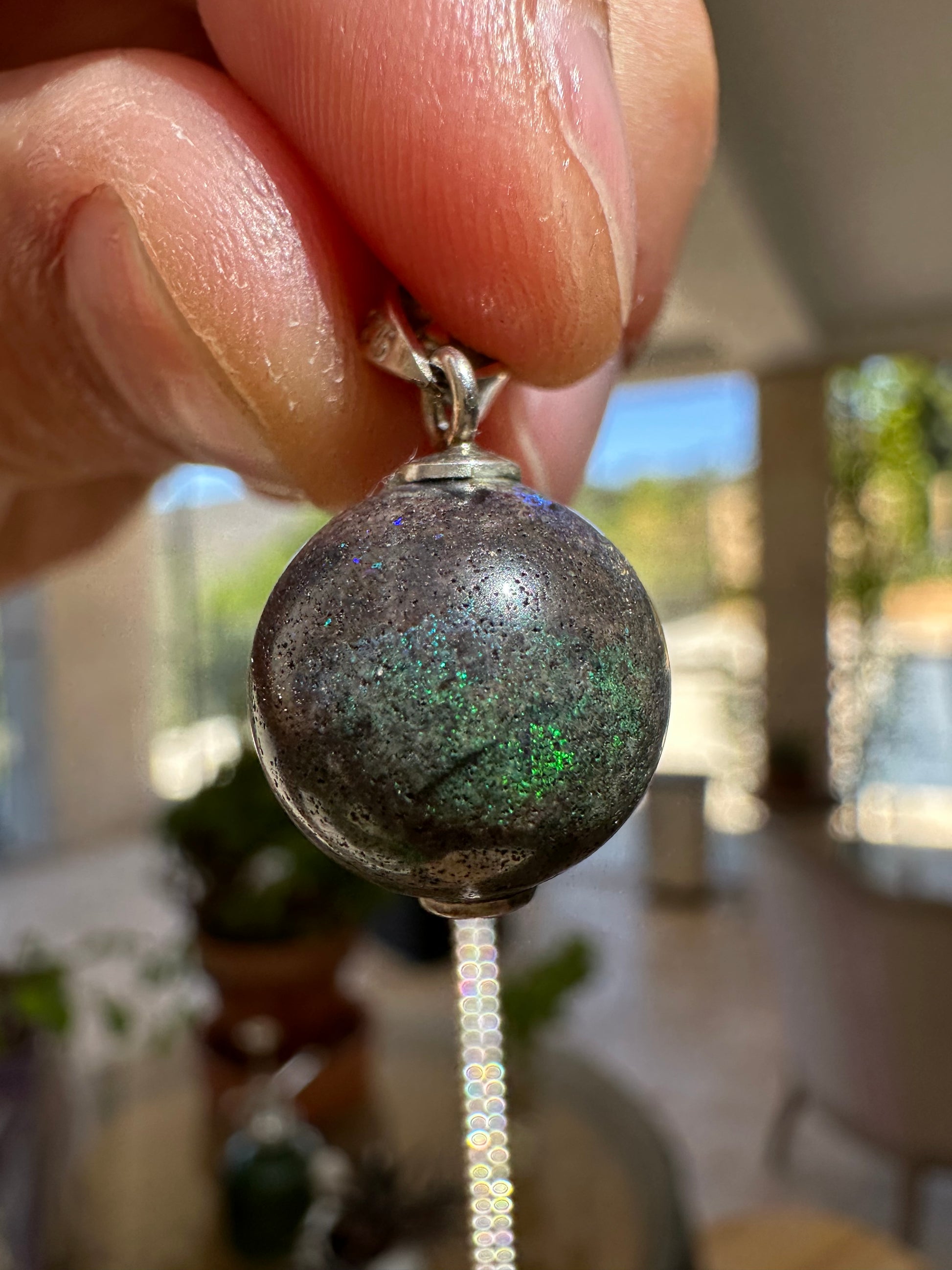 Australian Andamooka matrix blue and purple opal focal bead pendant 11.10ct