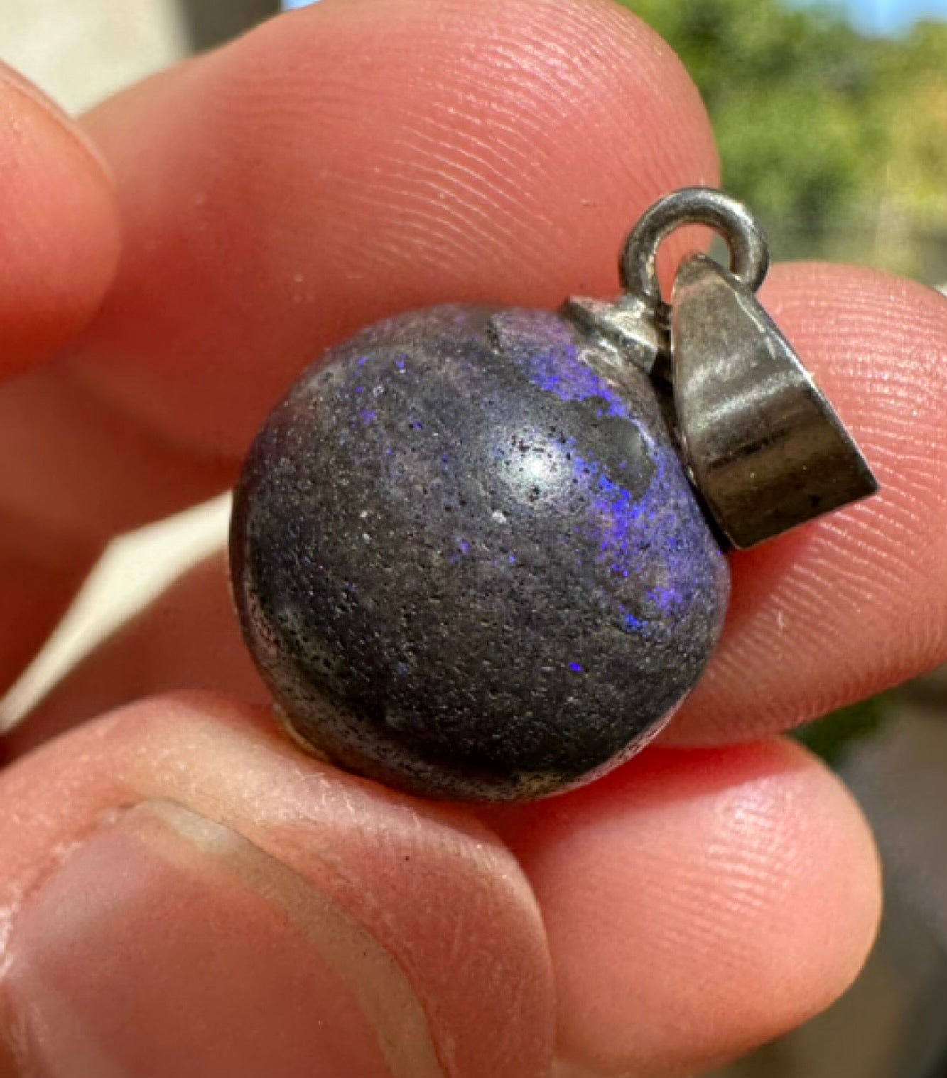 Australian Andamooka matrix purple opal focal bead pendant 12.50ct