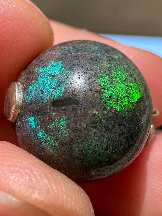 Australian Andamooka matrix green and blue opal focal bead pendant 16.05ct