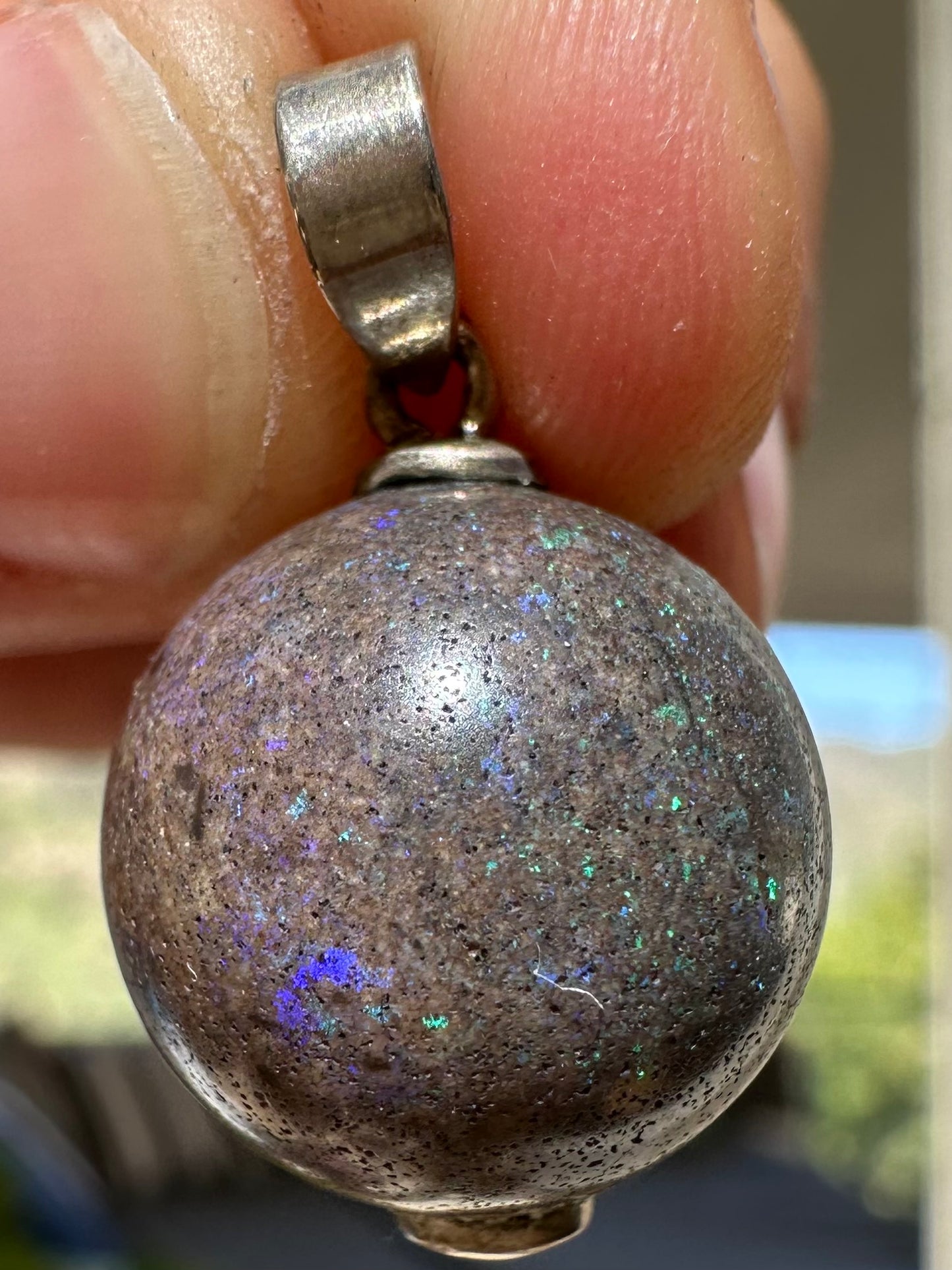 Australian Andamooka matrix purple and blue opal focal bead pendant 20ct