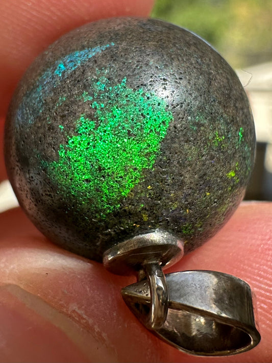 Australian Andamooka matrix green and blue opal focal bead pendant 28ct