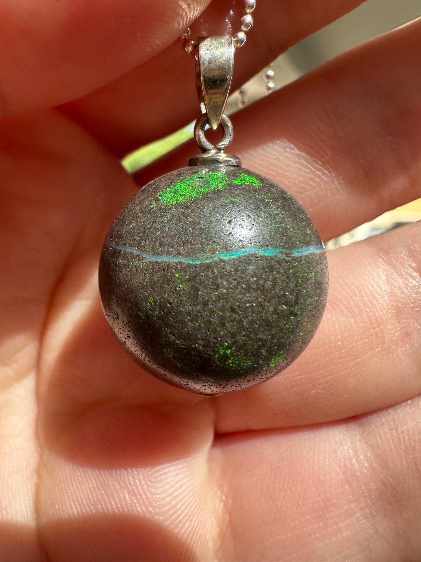 Australian Andamooka matrix green and blue focal bead pendant 48ct