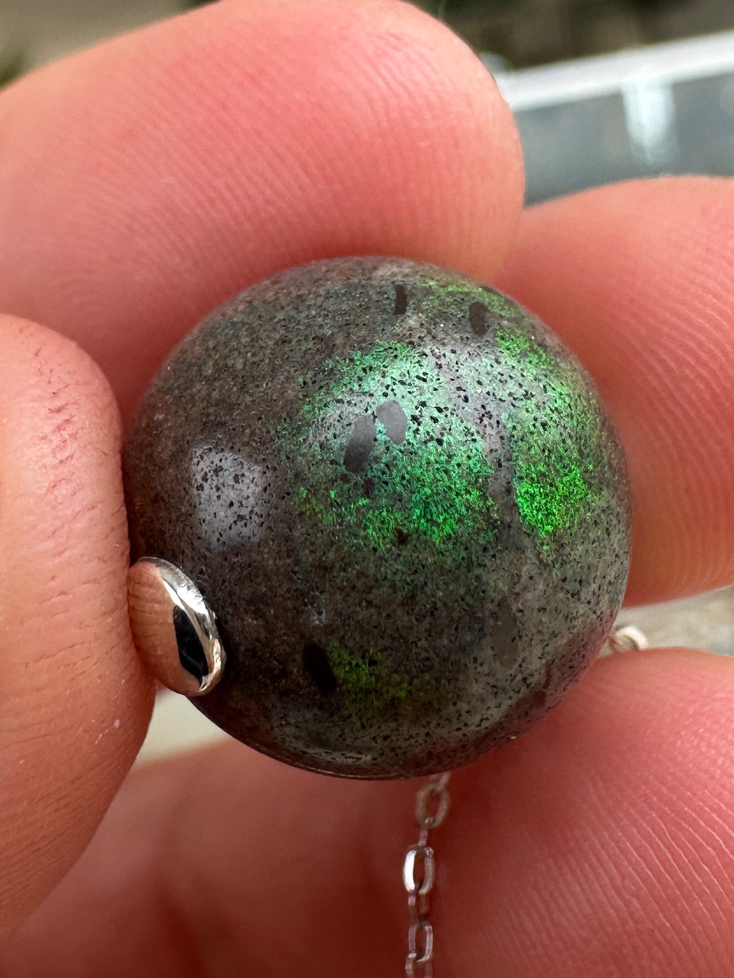 Australian Andamooka matrix opal focal bead pendant blue & green 18.60 cts