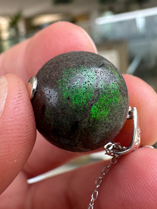 Australian Andamooka matrix opal focal bead pendant blue & green 18.60 cts