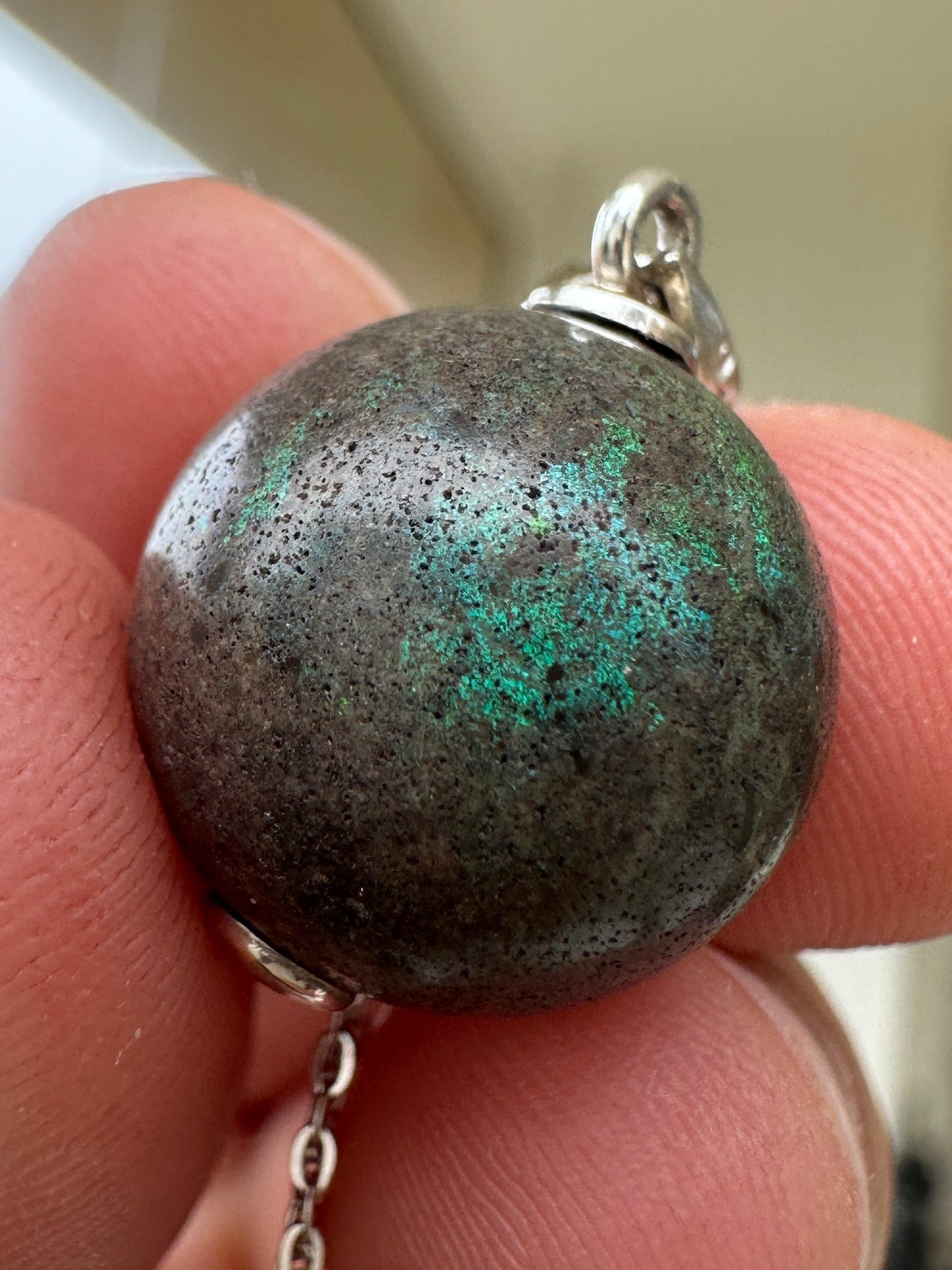 Australian Andamooka matrix opal focal bead pendant blue & green 18.60 cts