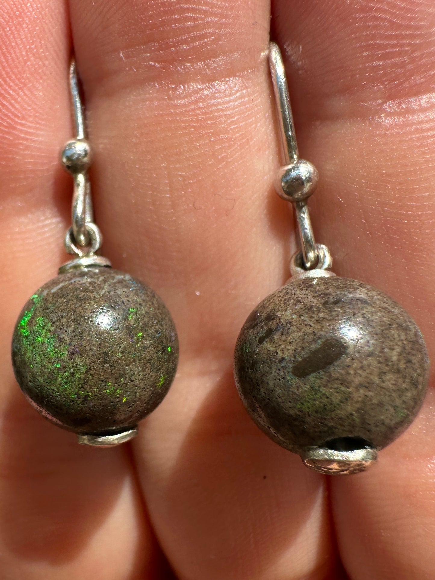 Australian andamooka matrix opal sterling silver earrings 24.50 cts 