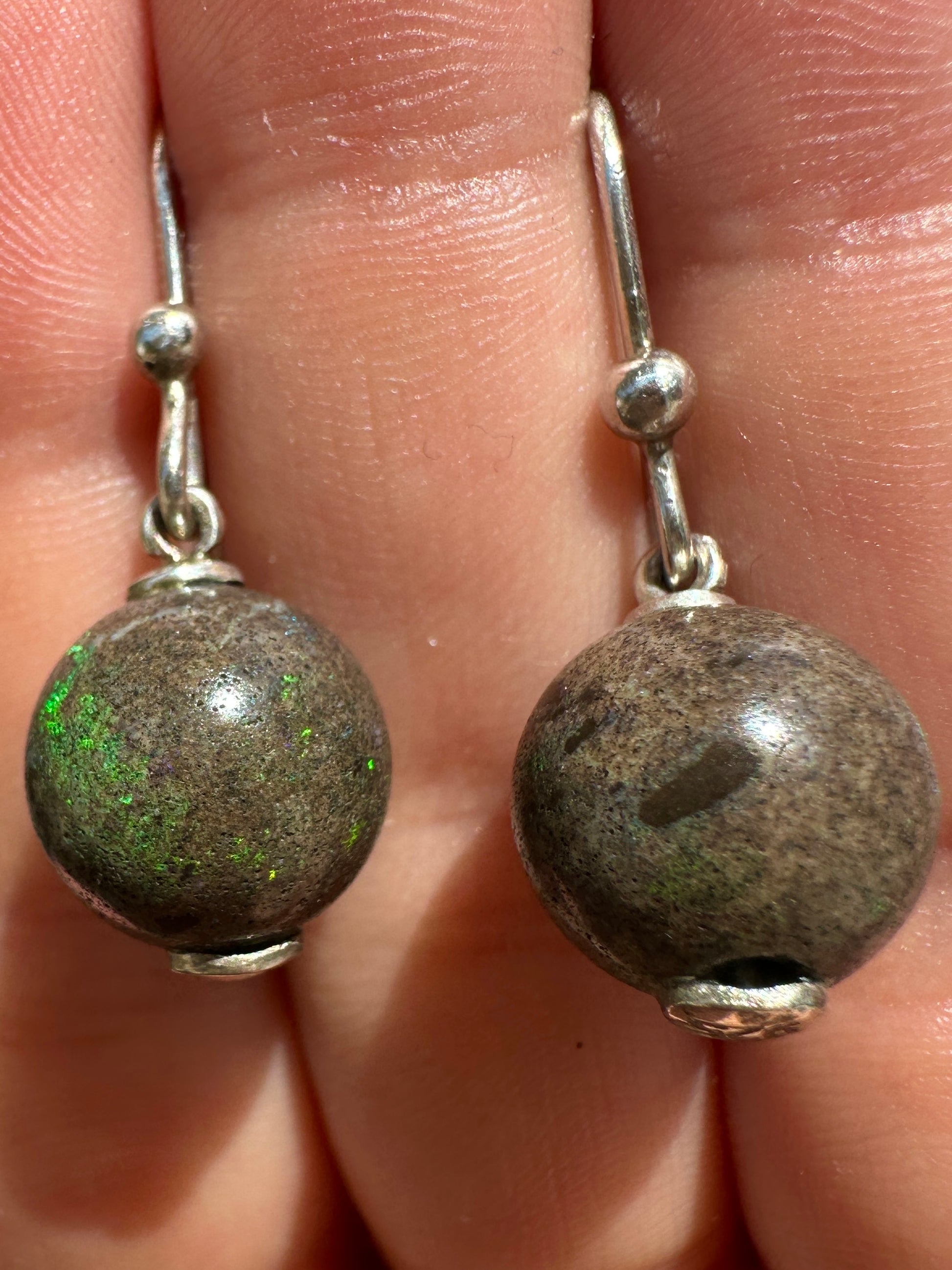 Australian andamooka matrix opal sterling silver earrings 24.50 cts 