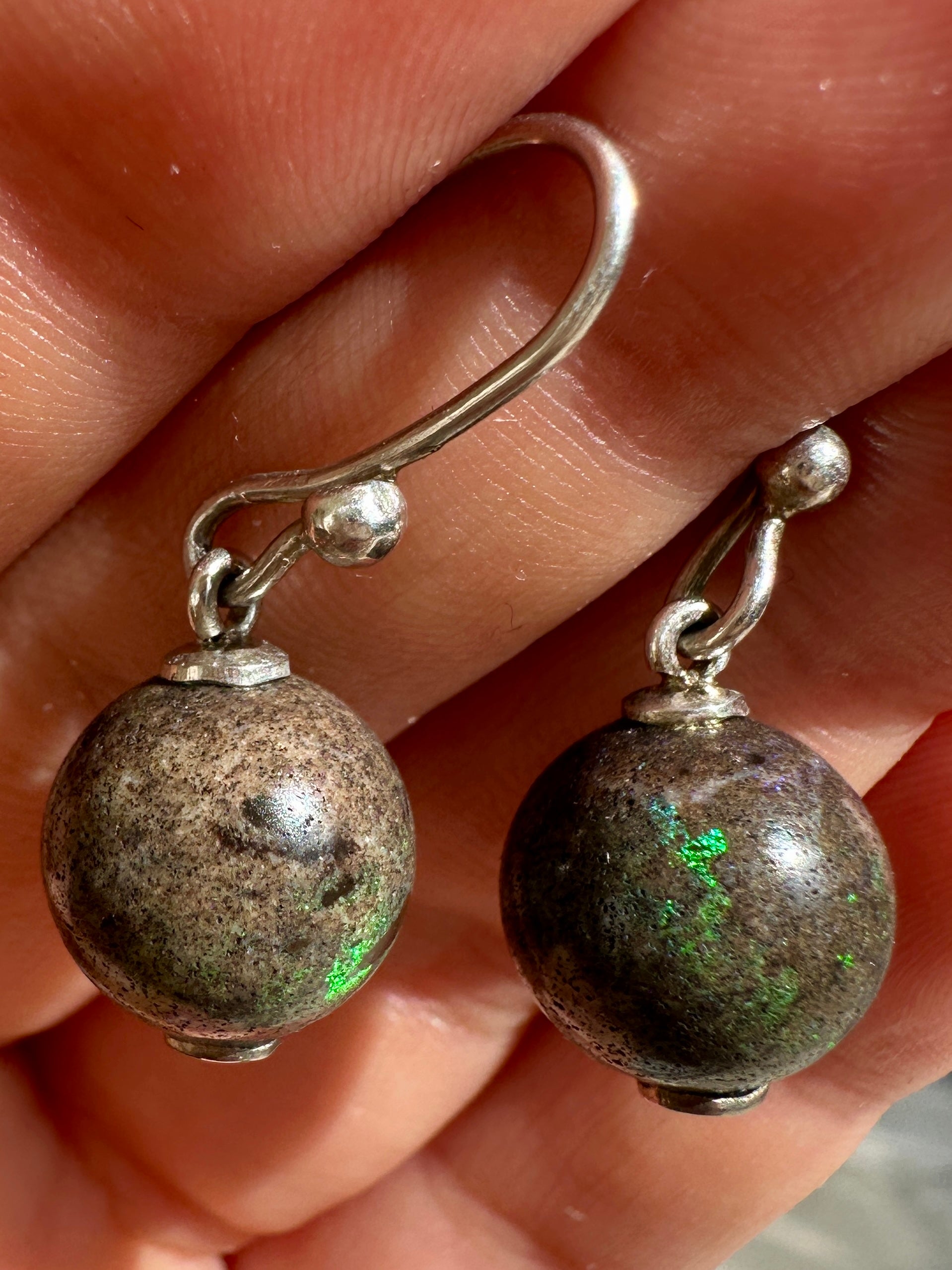 Australian andamooka matrix opal sterling silver earrings 24.50 cts 