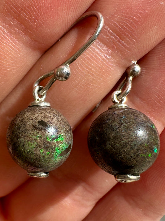 Australian andamooka matrix opal sterling silver earrings 24.50 cts 