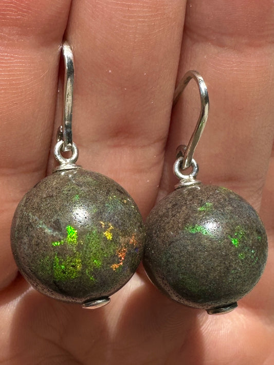 Australian andamooka matrix opal sterling silver earrings 51.70 cts