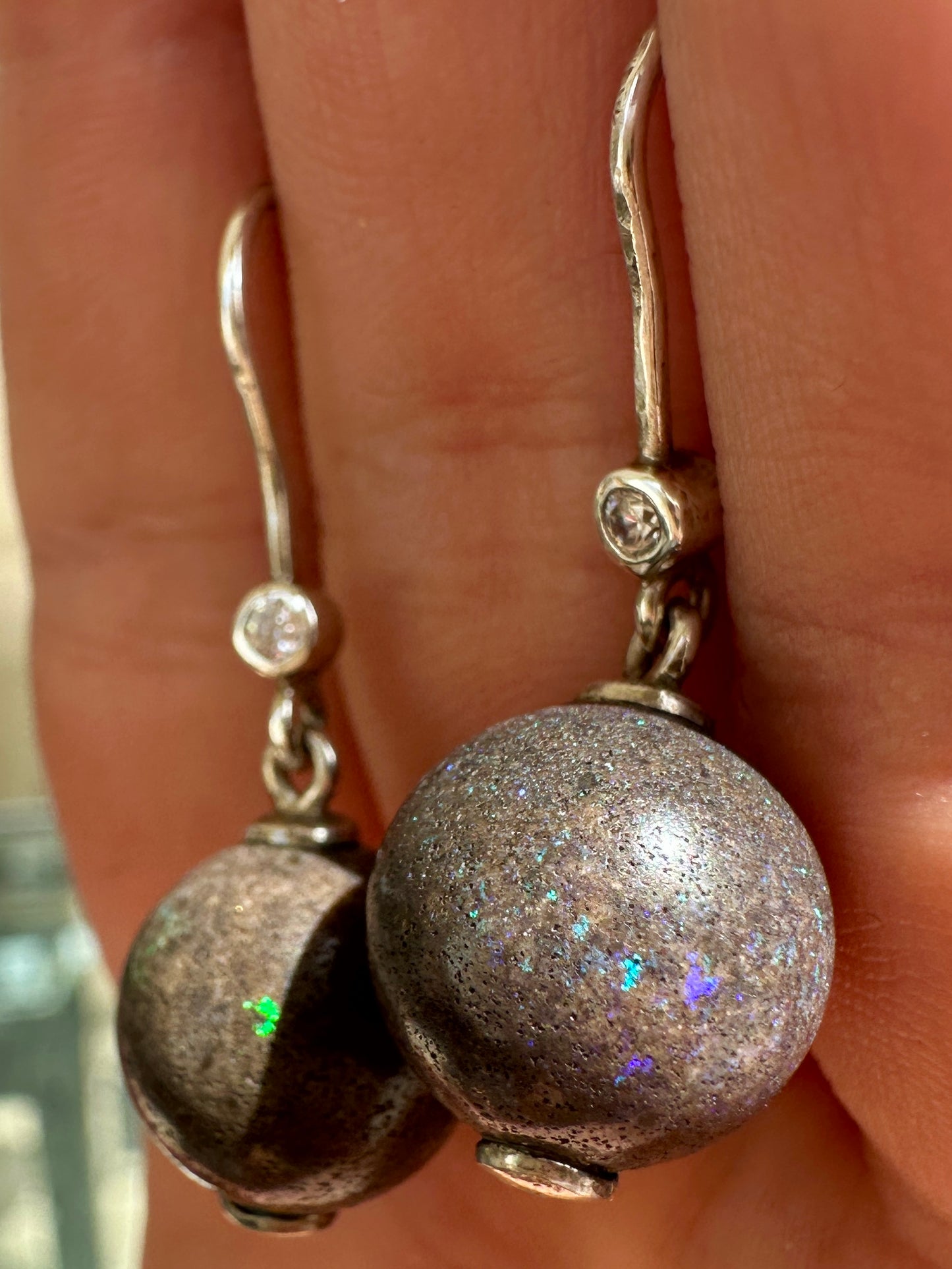 Australian andamooka matrix opal sterling silver earrings 28.50 cts