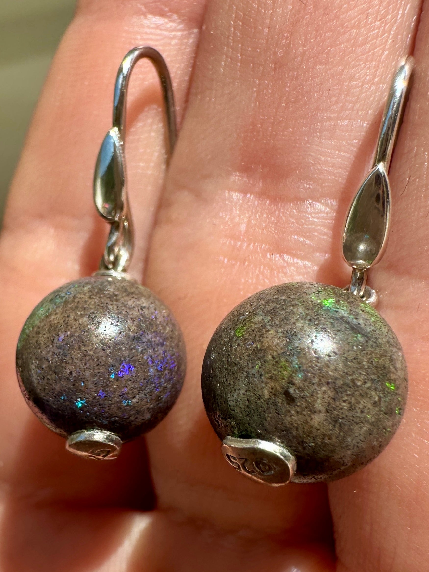 Australian andamooka matrix opal sterling silver earrings 24.50 cts