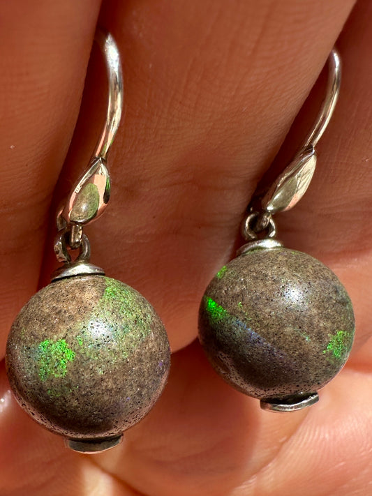 Australian andamooka matrix opal sterling silver earrings 24.50 cts