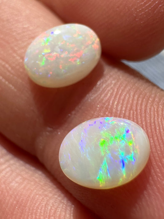 Australian Coober Pedy Crystal Opal multicolored unset pair pendant or ring 3.45 cts