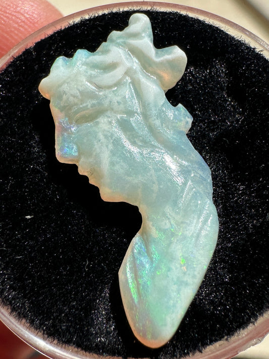 Australian Coober Pedy multicolored opal cameo pendant 3.26 cts 