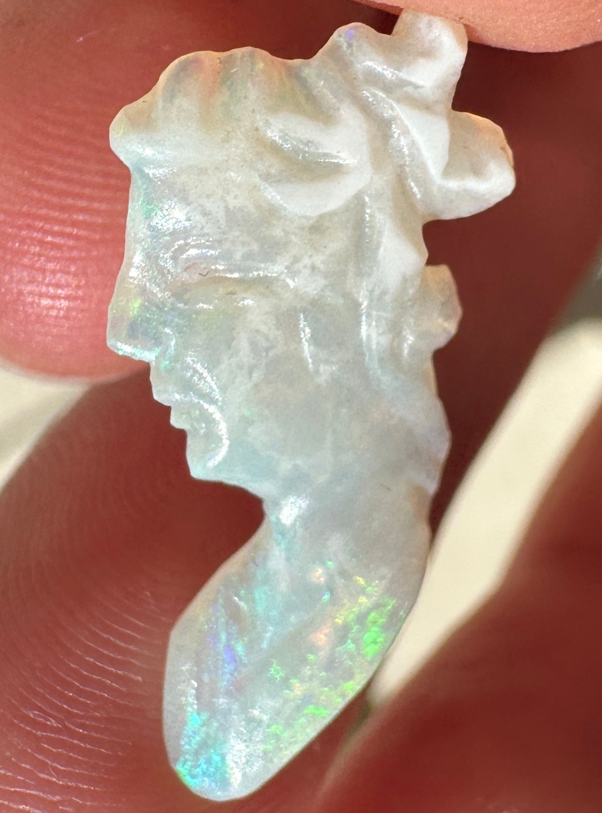 Australian Coober Pedy multicolored opal cameo pendant 3.26 cts 